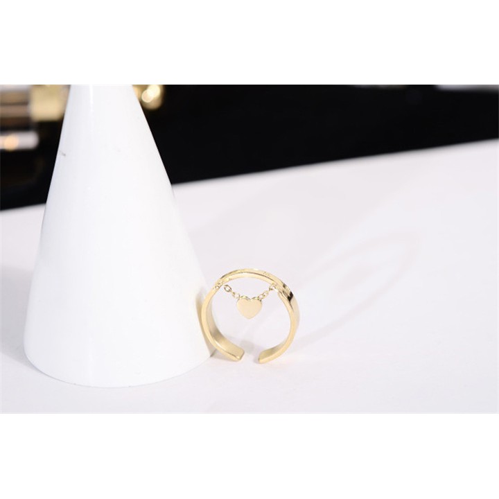 NHẪN TITAN CHẠM SỐ LA MÃ CÁCH ĐIỆU TRÁI TIM VÀNG TƯƠI (freesize) - tặng hộp đựng cực xinh