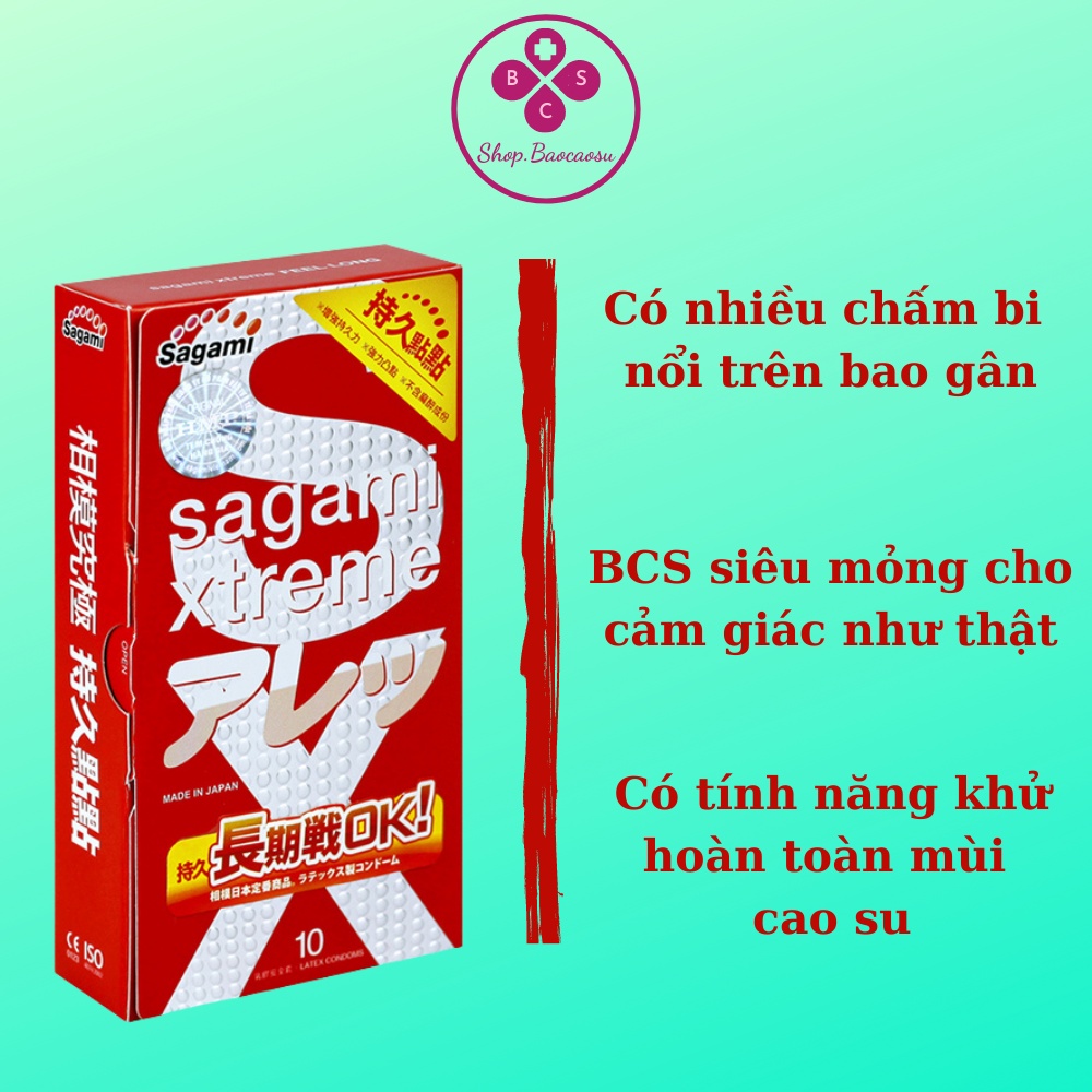 Bao cao su gai gân kéo dài thời gian Sagami Extreme Feel Long hộp 10