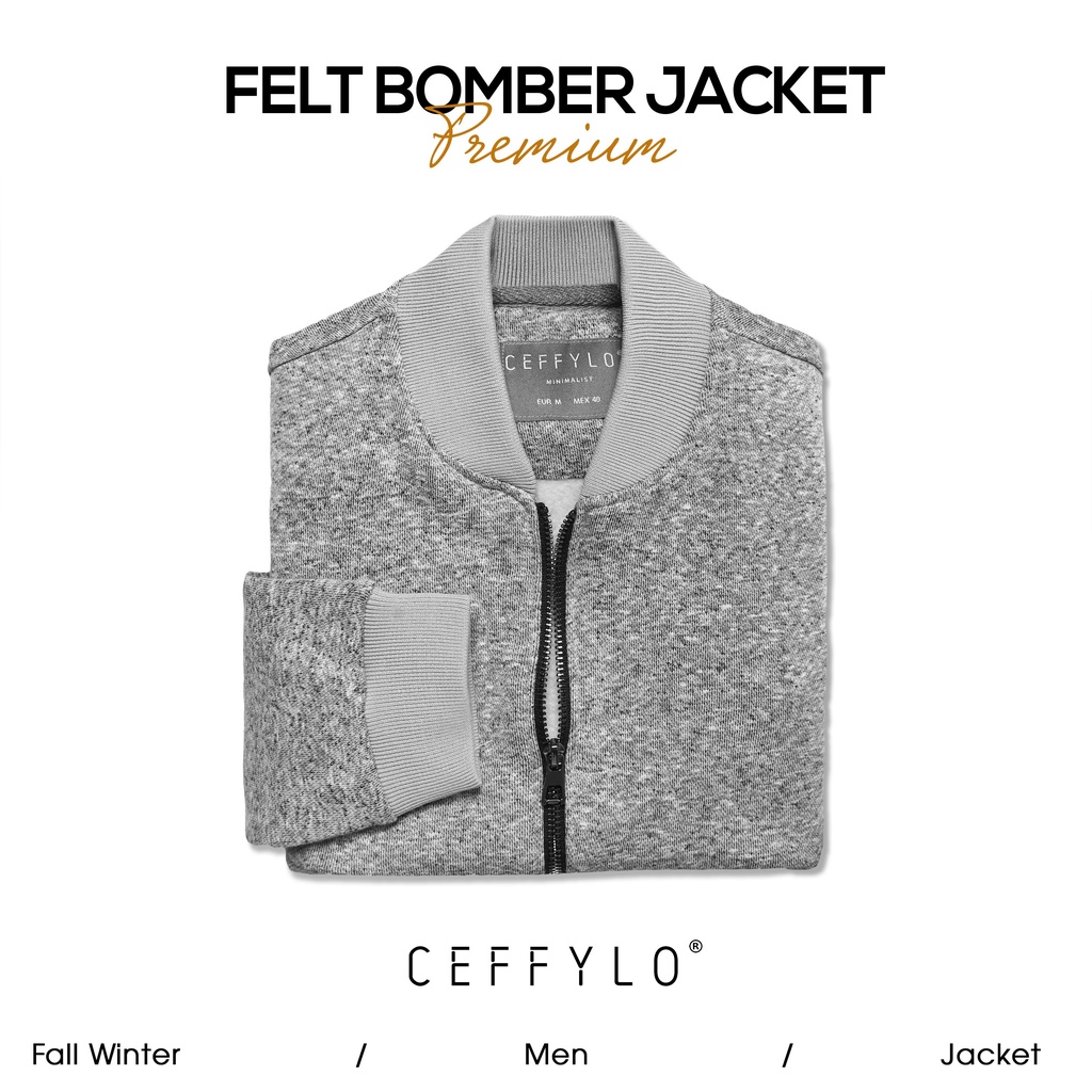 Áo Khoác Bomber Nỉ Xám Trơn, Chất Liệu Da Lộn Mềm Mịn – CEFFYLO