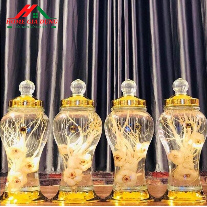 Bình ngâm rượu sâm thủy tinh  Phú Hoà 3 lít có van và không van