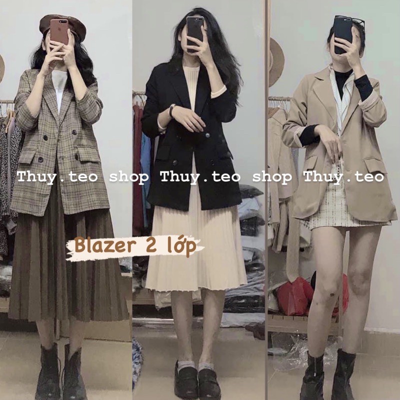 [ CLIP- SẴN] ÁO VEST NƯ - ÁO BLAZER KẺ HÀN QUỐC 5 MÀU