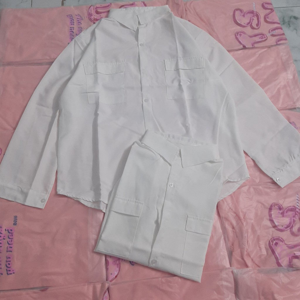 Áo sơ mi đi học TAY DÀI nữ SAM CLO phong cách ulzzang form freesize dáng rộng unisex mặc cặp, nhóm, couple TRƠN