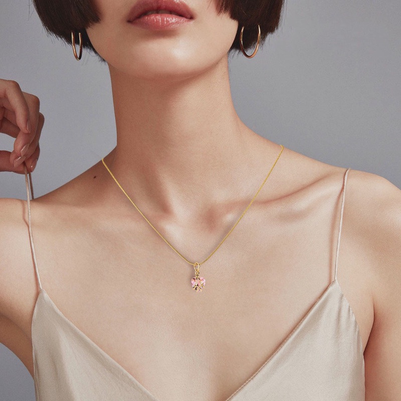 Mặt Vòng cổ Hình Trái Tim Đính Đá Zircon