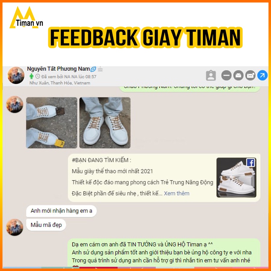 Giày thể thao nam sneaker TIMAN FL13 đế êm vải thoáng khí bảo hành 1 năm