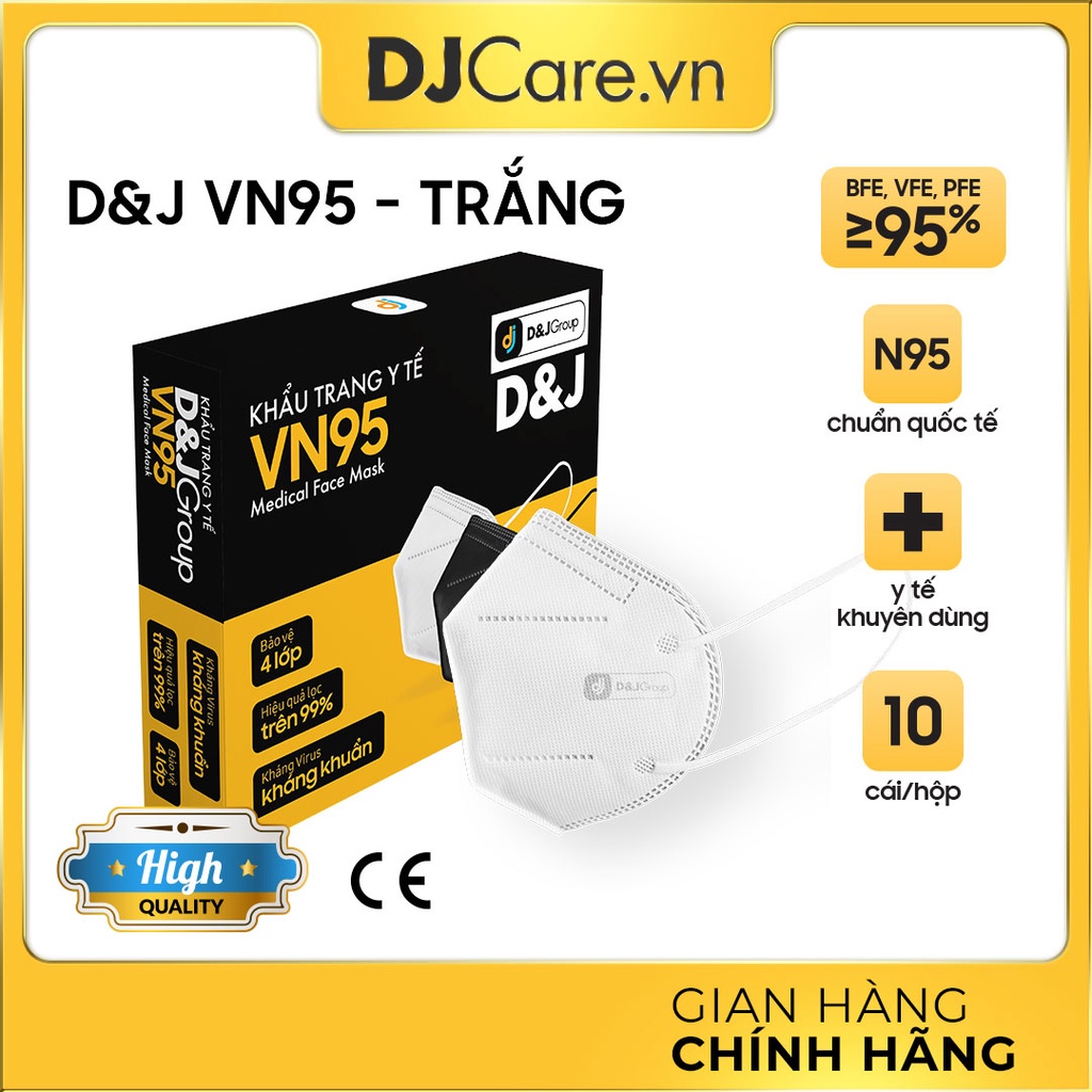[HÀNG XUẤT KHẨU] Khẩu trang y tế VN95 D&J kháng khuẩn 99%  (10 cái/ 1 hộp ) | BigBuy360 - bigbuy360.vn