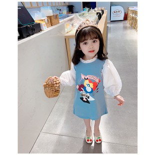 Váy tay bồng họa tiết hoạt hình dễ thương cho bé gái - Hàng Quảng Châu Cao Cấp
