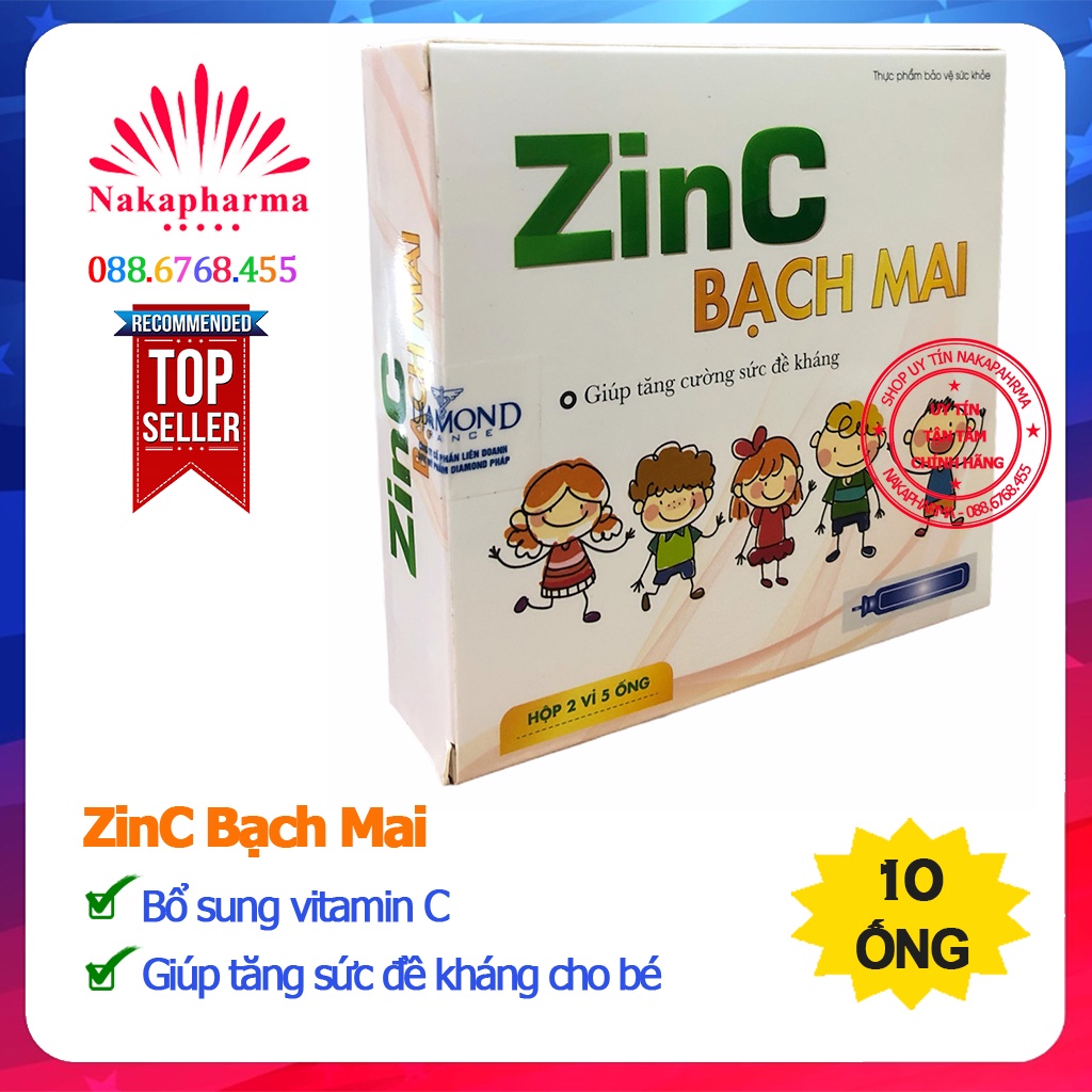 ZinC Bạch Mai – Giúp tăng sức đề kháng với vitamin C và kẽm, giảm ốm vặt, ngừa suy dinh dưỡng, còi xương