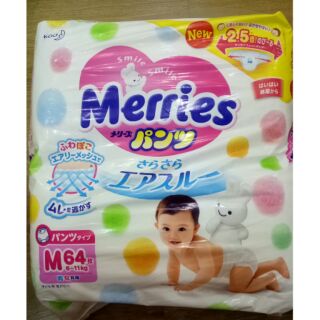 Bỉm Merries size M quần (58+6 miếng)