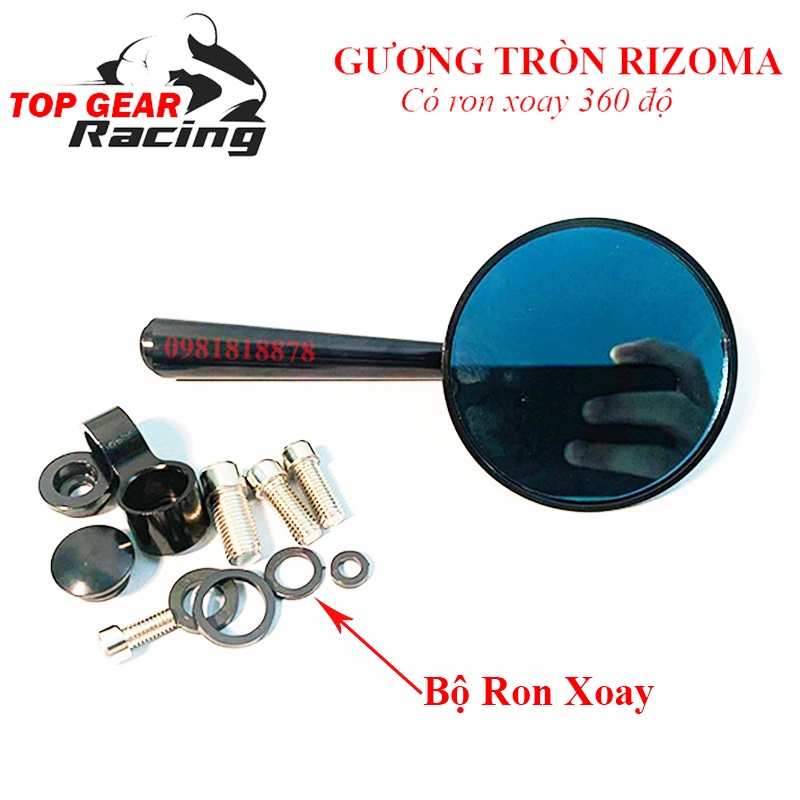 Gương Tròn Rizoma Xoay Gập 360 Kèm Lục giác - Lắp Các Loại Xe Máy, Đẹp - Độc - Điệu