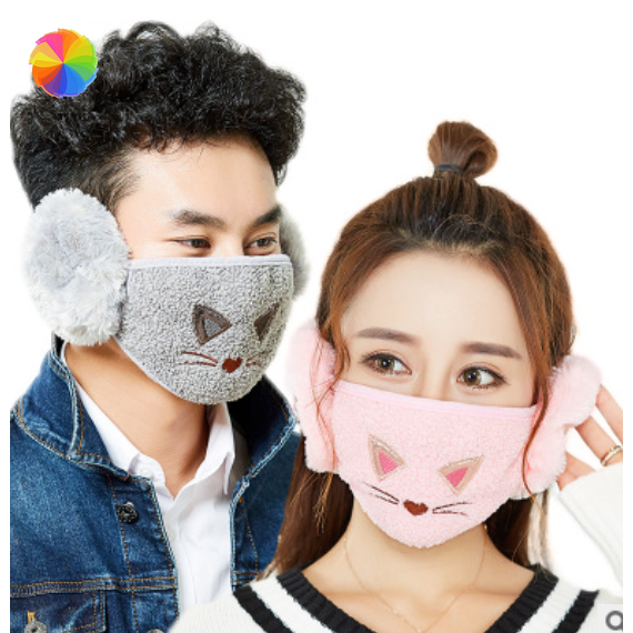 Khẩu Trang Chống Bụi Thiết Kế Kèm Miếng Bịt Tai Họa Tiết Hoạt Hình