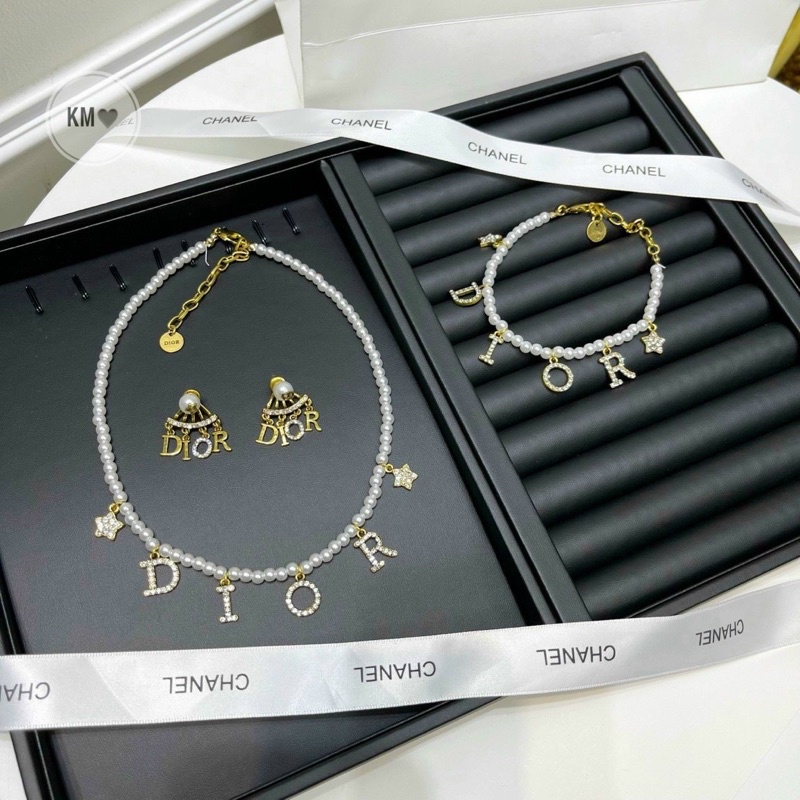 Set bộ vòng cổ, vòng tay Di.or ngọc mix đá có tag tròn cao cấp 🍓