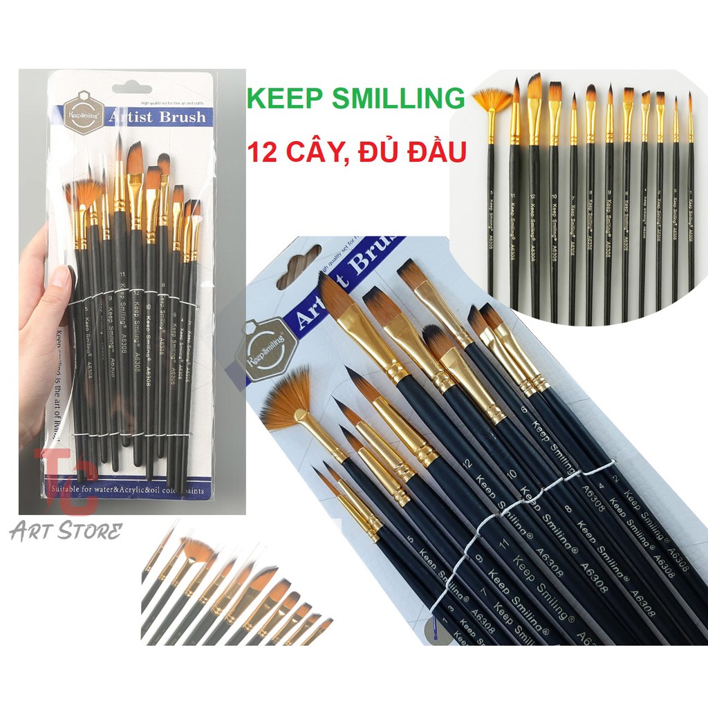 Bộ cọ Keep smiling A6308 - bộ 12 cây đủ đầu