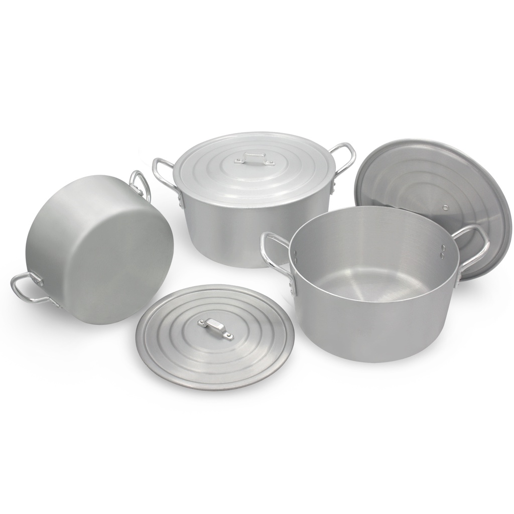 Bộ Nồi Nhôm ĐB quai tròn xi bóng T3 lớn Kim Hằng KHG0335 bắt nhiệt nhanh tỏa nhiệt đều an toàn tiện lợi khi sử dụng26-30