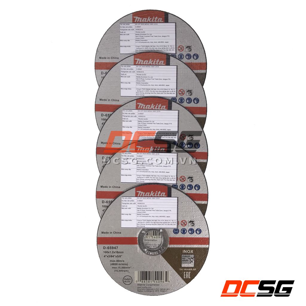 Đá cắt mỏng cho Inox 100x1.2x16mm Makita D-65947 | DCSG