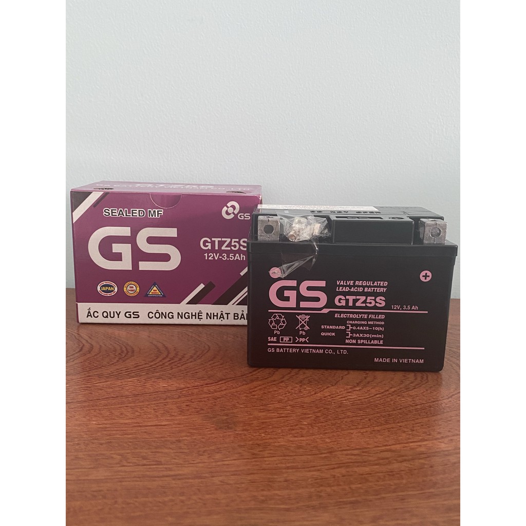 Bình ắc quy 12V GS GTZ5S, 12V - 3.5Ah  dùng cho AB 110, Future X, Future Led, Grande, Acruzo