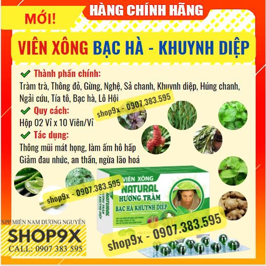 Viên Xông Hương Tràm Báo Gấm - Tinh Dầu Thảo Dược Xông Giải Cảm (20 Viên/ Hộp)