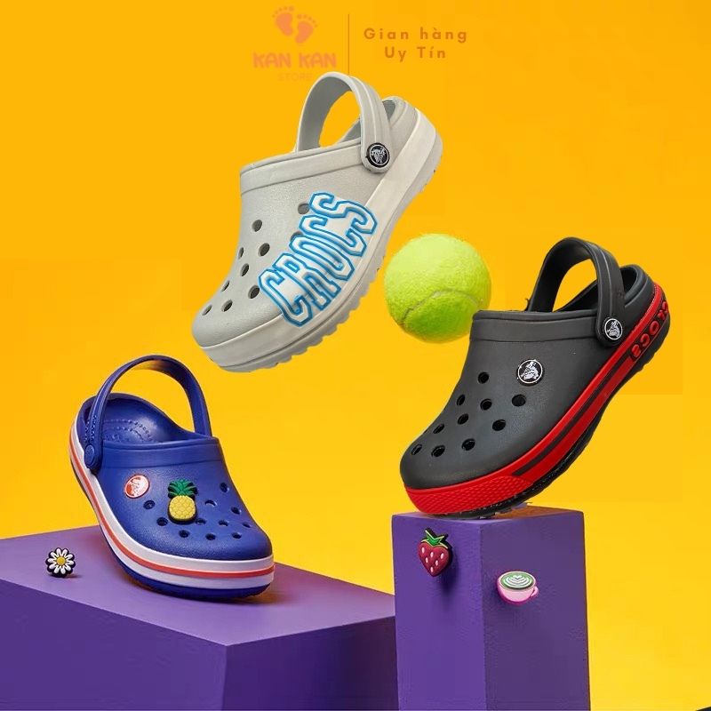 Dép Cross Cho Bé KA075 Sục Bé Trai Bé Gái Trẻ Em Crocs Tặng Sticker KanKanStore