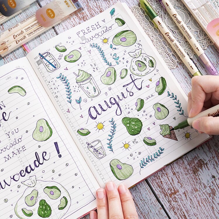 Set 3 bút brush pen 2 đầu Béo Shop nhiều màu dùng viết tiêu đề marker calligraphy B19