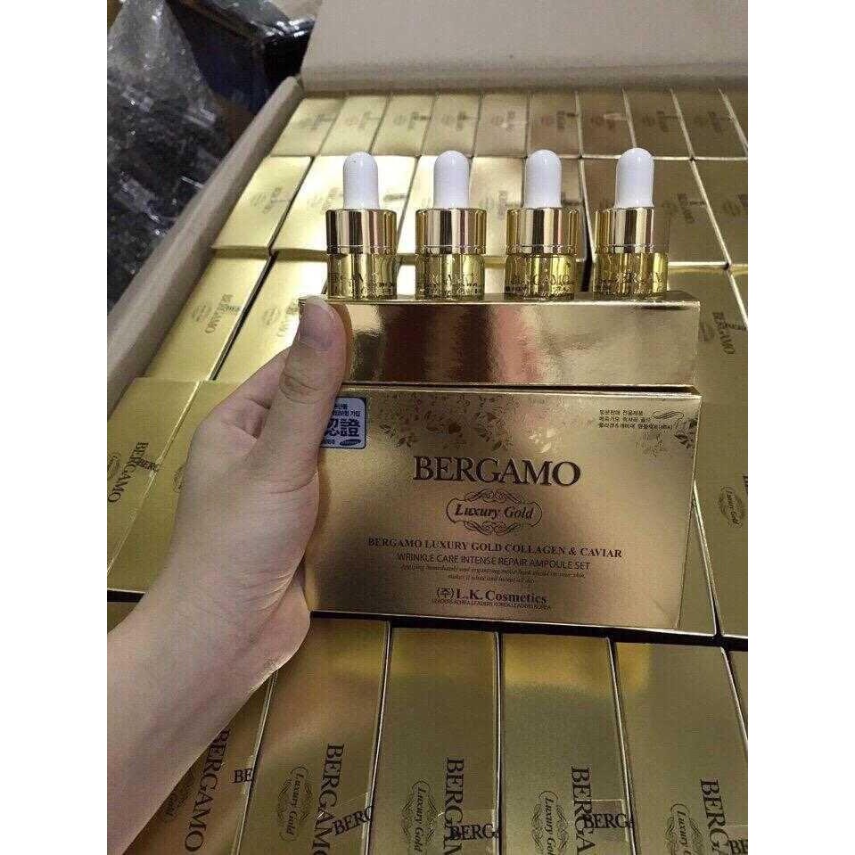 [CHÍNH HÃNG] SET 4 CHAI TINH CHẤT DƯỠNG DA BERGAMO LUXURY GOLD COLLAGEN SEỦM5 | BigBuy360 - bigbuy360.vn