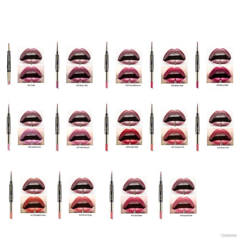 [Hàng mới về] Son Lì Hai Đầu Tích Hợp Bút Kẻ Viền Môi Và Son Môi Tông Lì Mịn Như Nhung Kháng Nước Kéo Dài 24h
