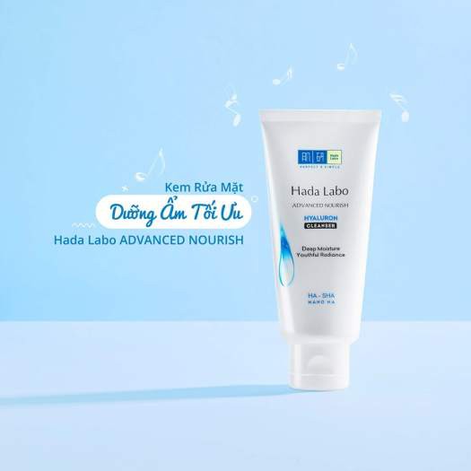 Kem Sữa Rửa Mặt Dưỡng Ẩm Hada Labo Advanced Nourish Hyaluron Cleanser Trắng 80g