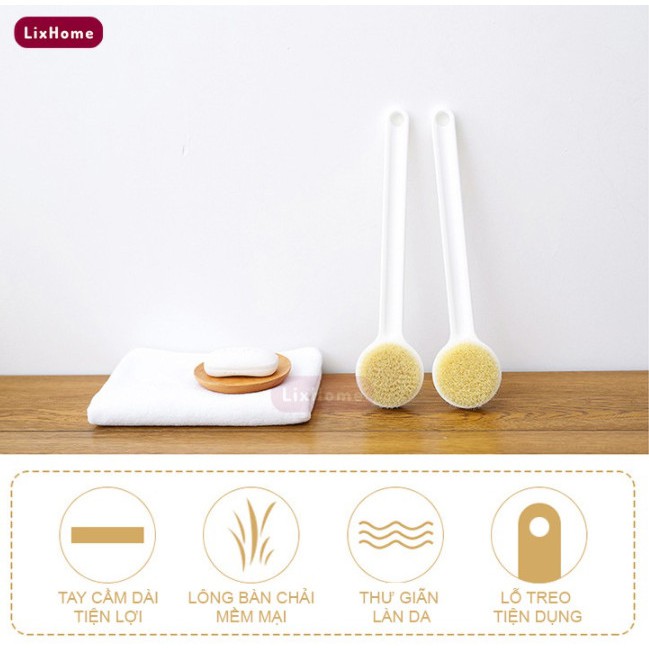 [HCM]BÀN CHẢI CỌ LƯNG KIÊM MASSAGE TẨY TẾ BÀO CHẾT CHO DA CỰC HIỆU QUẢ - CÂY CỌ LƯNG MUJI CÁN DÀI LOẠI XỊN LÔNG SIÊU MỀM