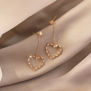 Đôi Khuyên Tai Hình Trái Tim Đính Đá Zircon Sang Trọng Phong Cách Hàn Quốc Cho Nữ