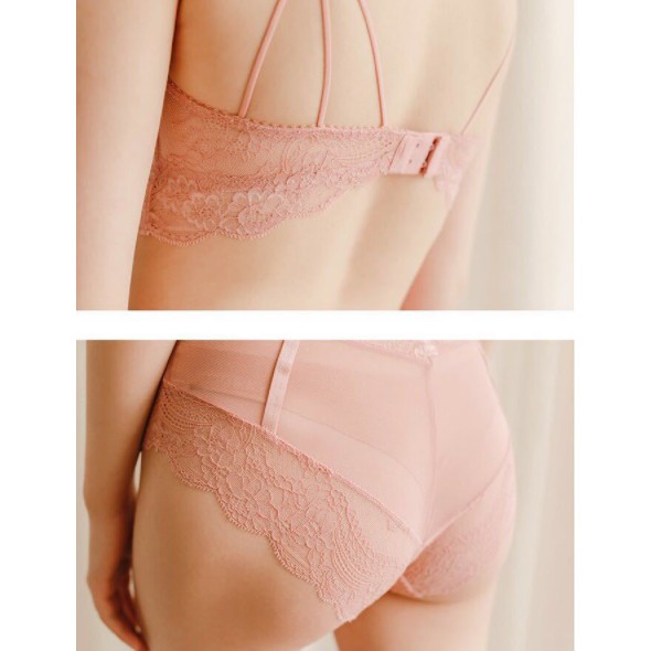 Bộ Đồ Lót Ren Siêu Mỏng Có Gọng Không Đệm Dây Đan Chéo Phối Quần Lót Ren Cạp Cao Lacy Bra - B04 | BigBuy360 - bigbuy360.vn