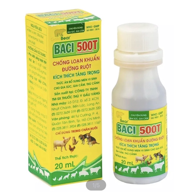 BACI 500T (20ML/LỌ) - Men gốc, chống loạn khuẩn đường ruột, năng suất tăng.