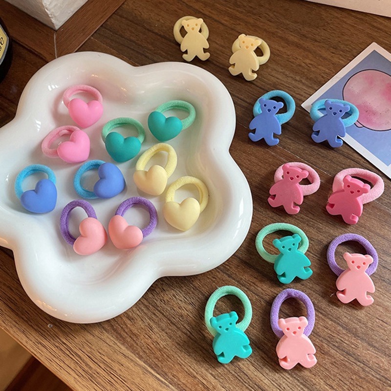 Set 10 Dây Cột Tóc mini Co Giãn Không Làm Đau Họa Tiết Hoạt Hình Dễ Thương Cho Bé Gái