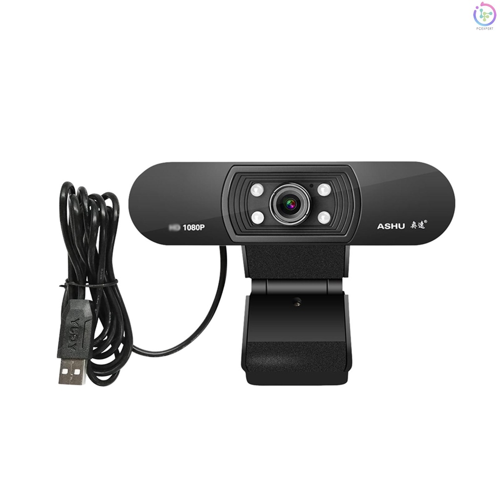 ASHU USB 2.0 Web Digital Camera Full 1080P Webcams with Microphone Clip-on 2.0 Megapixel CMOS Camera Web Cam for Computer PC Laptop