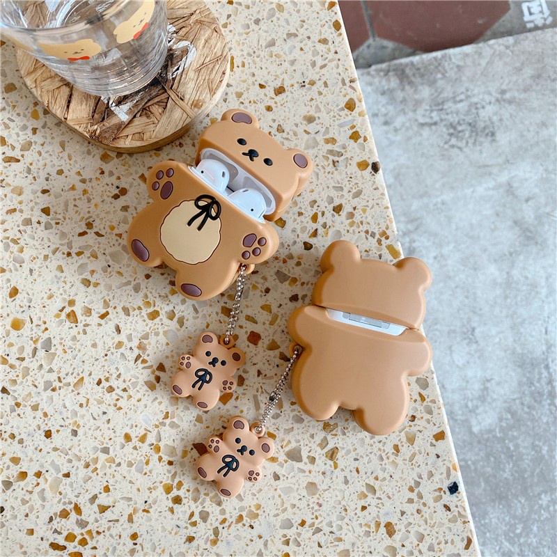 Vỏ Bảo Vệ Hộp Sạc Tai Nghe compatible AirPods Pro/compatible AirPods 3/Pro 2 Gen Hình Bánh Gấu Dễ Thương