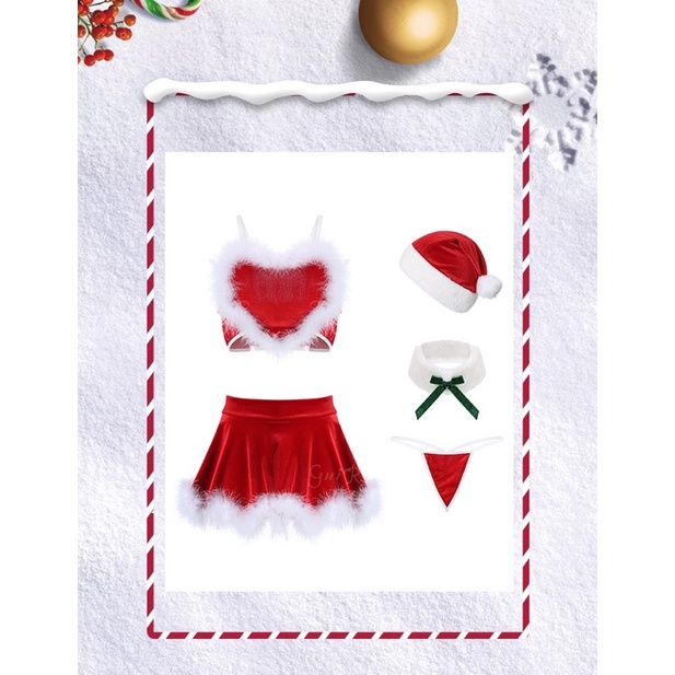 Set váy Noel trái tim ngực dễ thương