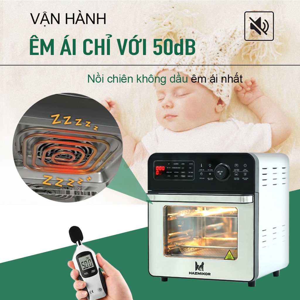 Nồi chiên không dầu Hazmikor HCM689, lò nướng chính hãng dung tích 16 Lít - Bảo hành 12 tháng, đổi mới trong 15 ngày