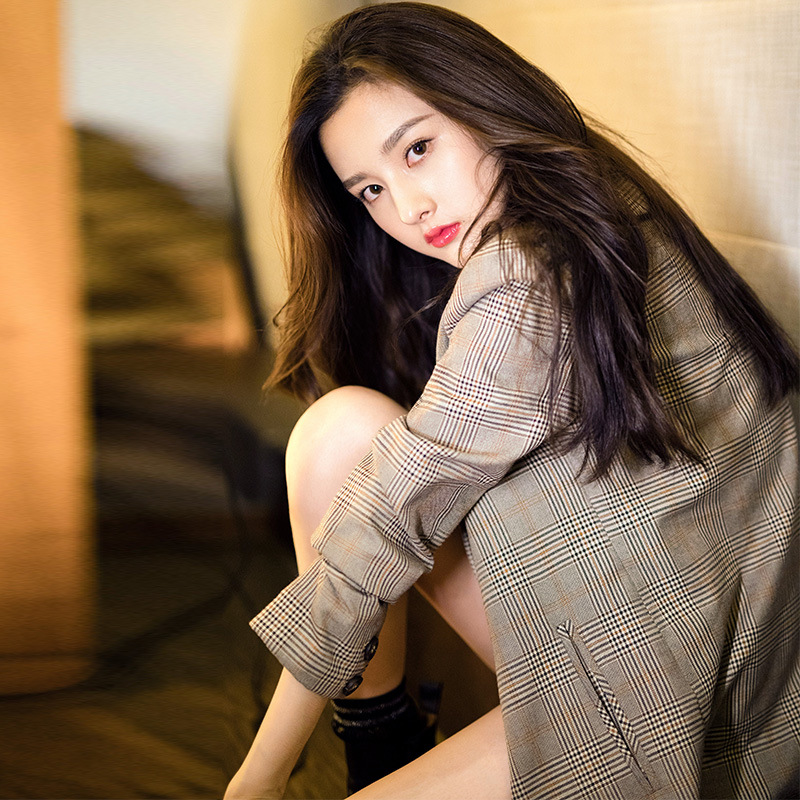 Áo Khoác Blazer Kẻ Sọc Vuông Thời Trang Hàn Quốc 2020 Dành Cho Nữ