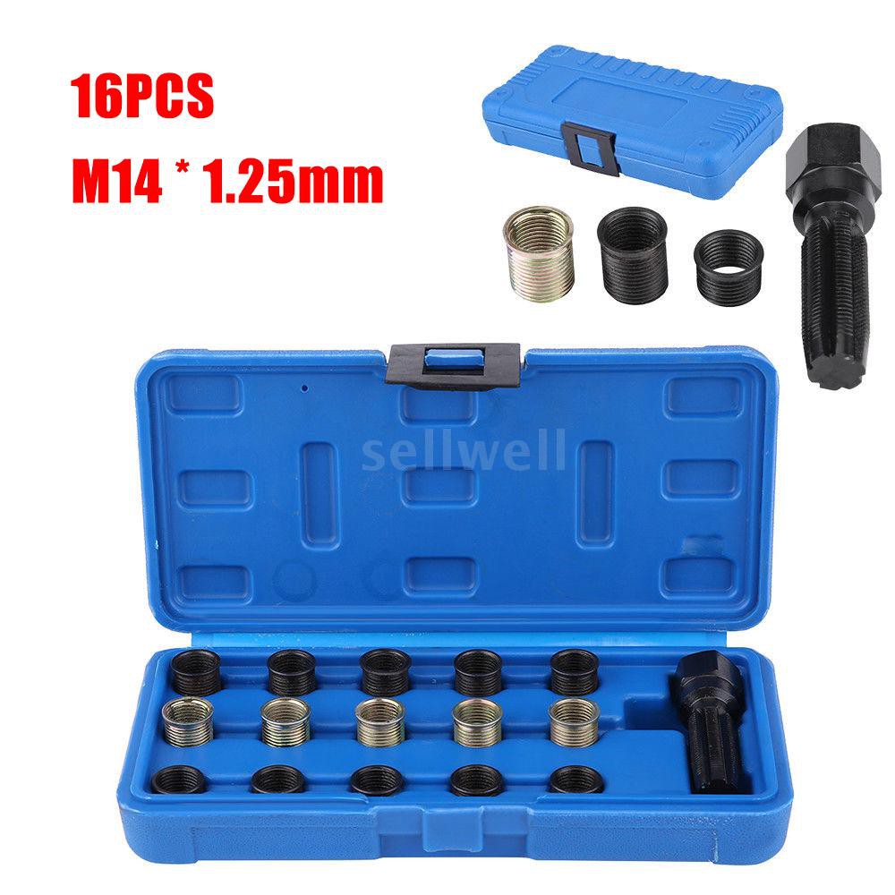 S&W 16Pcs Spark Plug Thread Repair Tool Kit M16 M14 Threaded Coil Insert
