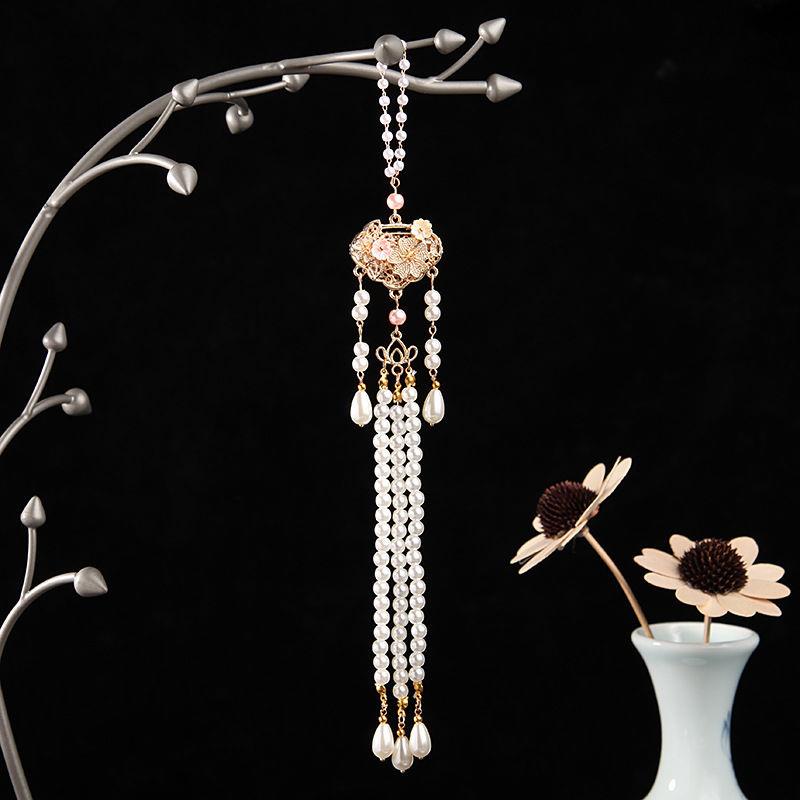 Ghim Cài Áo/Đầm Sườn Xám Vải cotton Lanh Đính Hạt Tua Rua Kiểu Dân Tộc