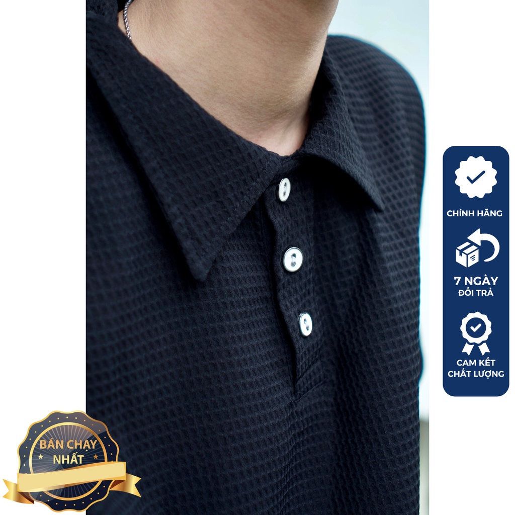 [𝑯𝒂̀𝒏𝒈 𝑯𝒊𝒆̣̂𝒖] Áo polo form rộng tay lỡ Unisex basic trẻ trung thun tổ ong | BigBuy360 - bigbuy360.vn