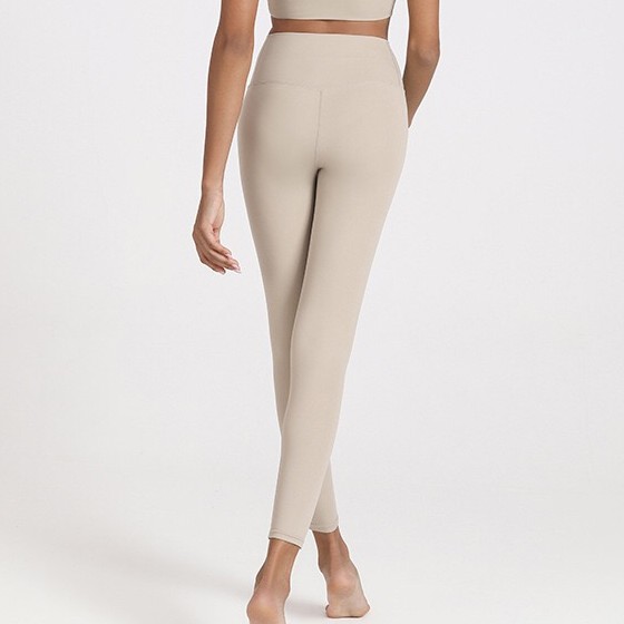 Quần legging thể thao không đường may lưng cao màu trơn cho nữ