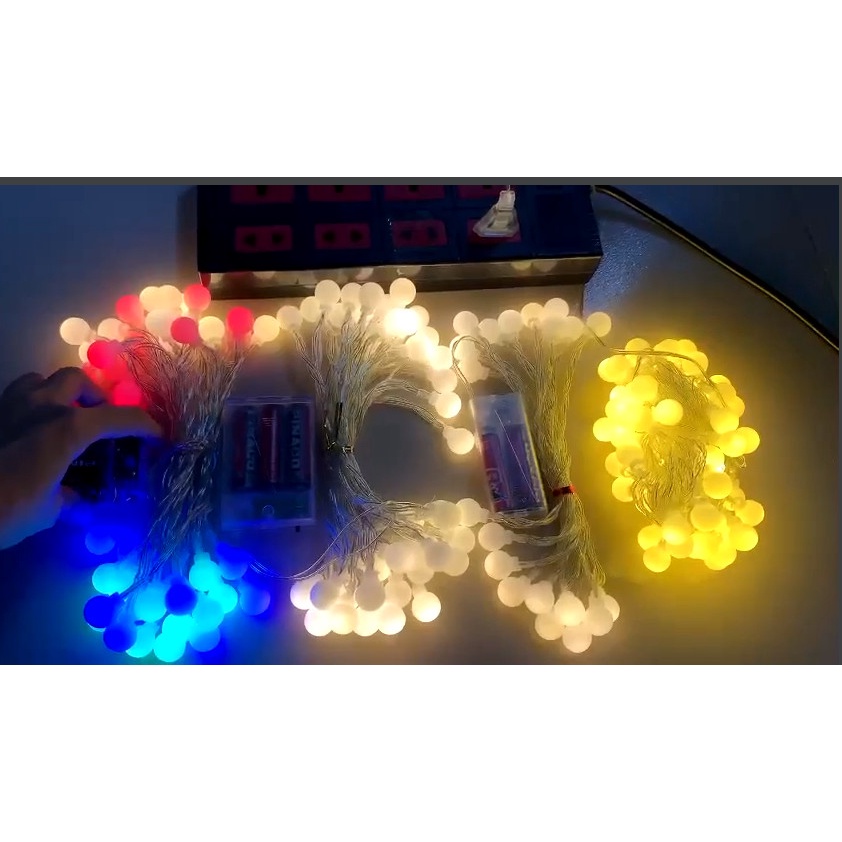 Dây Đèn Led Xài Pin AA Tiện Lợi Đèn Bóng Tròn Cherry Ball Trang Trí Tiệc Noel Lễ Tết Decor Camping Phòng Ngủ
