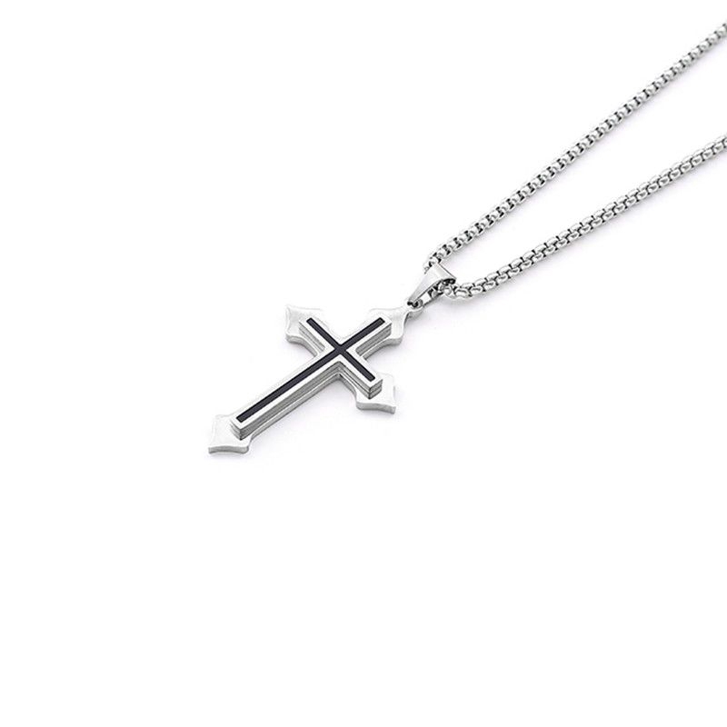 Dây Chuyền Thép Titan Mặt Thánh Giá Cá Tính Cho Nữ