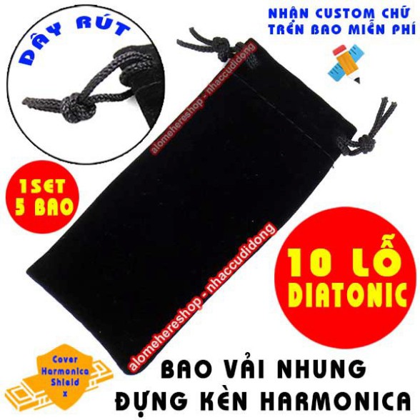 Bộ 5 Bao Nhung Đựng Kèn Harmonica Diatonic 10 Lỗ