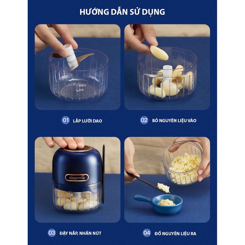 Máy Xay Mini Đa Năng di động tích điện Deerma JS100 tỏi ớt Chính Hãng FullBox