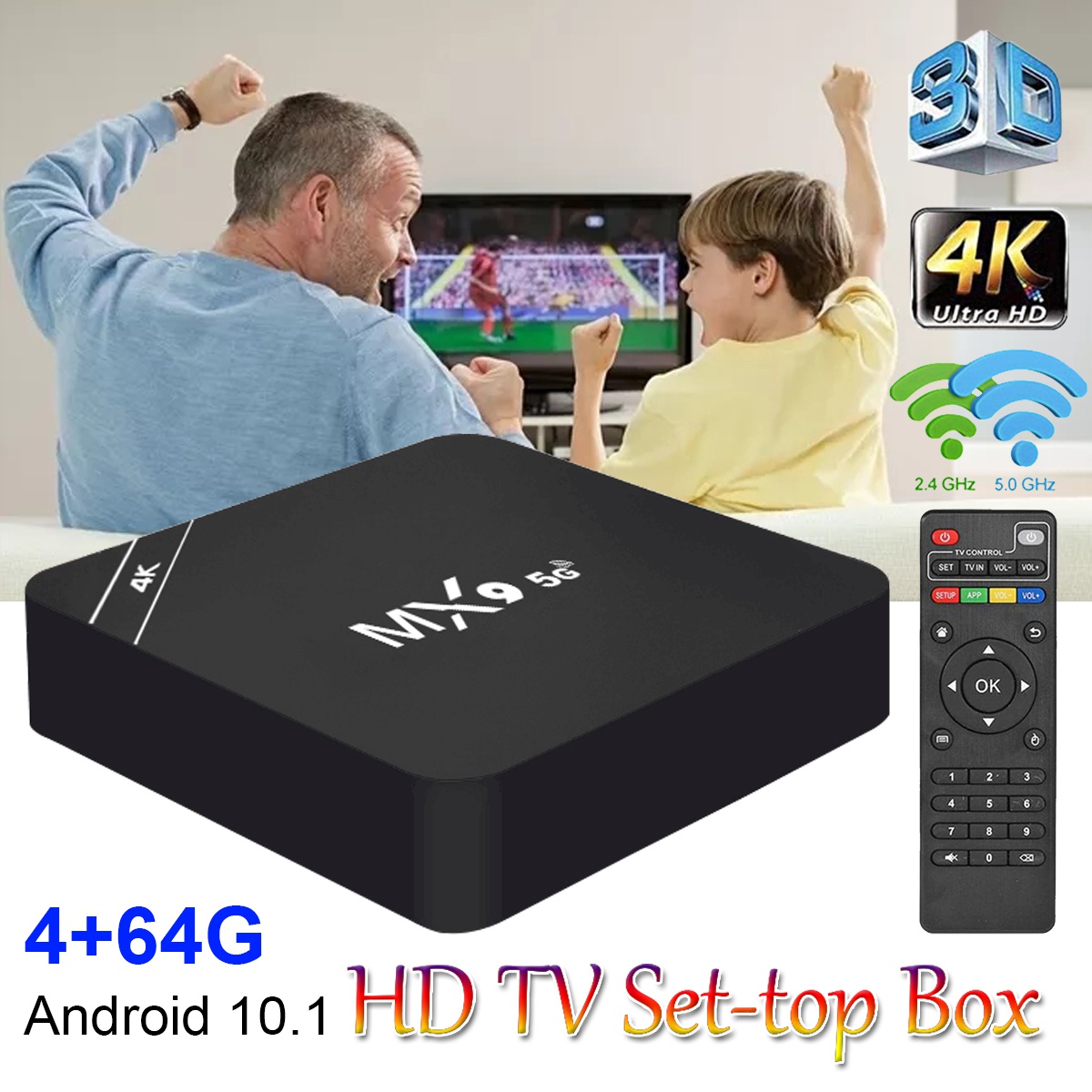 💖(64Gb) Caixa De Tv Tvbox 5g Mx9 Mx9 Android Tvbox Smart Tv Box Android 7.1 / 10.1 Jogador 3d Mxqpro Mxqpro