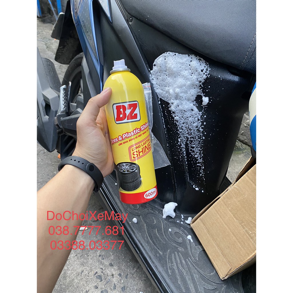 Chai xịt bóng vỏ, dưỡng nhựa nhám, cao su BZ mẫu mới 2021, hương thơm Lavender . DoChoiXeMay