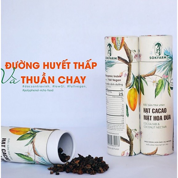 Hạt cacao mật hoa dừa SokFarm 75g