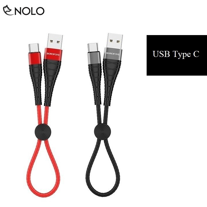 Sạc Nhanh Truyền Dữ Liệu Mini 5A Borofone BX32 Chui Lightning Type C MicroUSB Dây Nylon Dù Chống Đứt Rối Dài 25cm