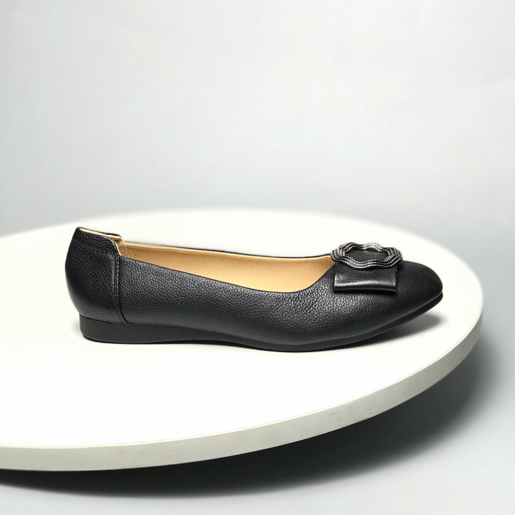 Giày bệt công sở nữ BQ ❤️FREESHIP❤️ Giày búp bê da mềm khuy tròn đế cao su đúc liền khối BBH01