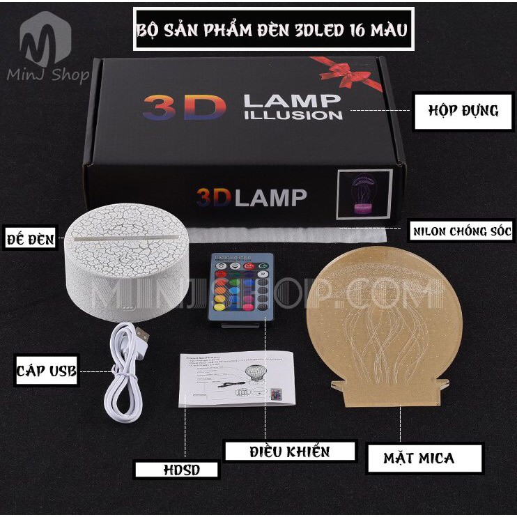 Đèn Ngủ 3D Ronaldo | 16 Màu + Remote | Đèn 3D Led CR7 | Bóng Đá | MinJ Shop