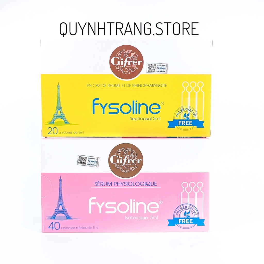Nước muối sinh lý Fysoline Gifrer - Vệ sinh mắt , mũi , miệng cho bé fysoline vàng & hồng